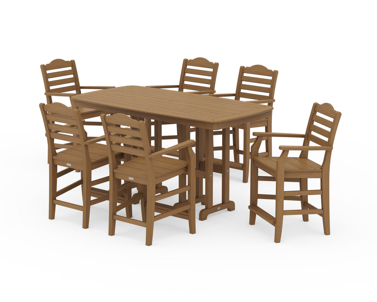 POLYWOOD Savannah Arm Chair 7-Piece Counter Set in Natural