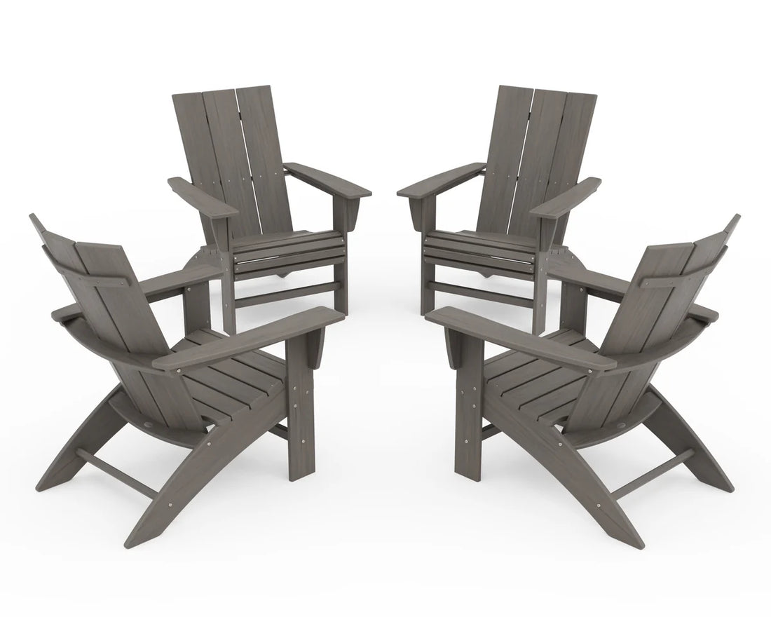 POLYWOOD 4-Piece Modern Curveback Adirondack Conversation Set