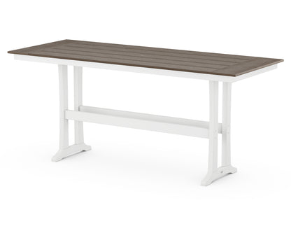 POLYWOOD Farmhouse Trestle 38" x 96" Bar Table in White / Kona