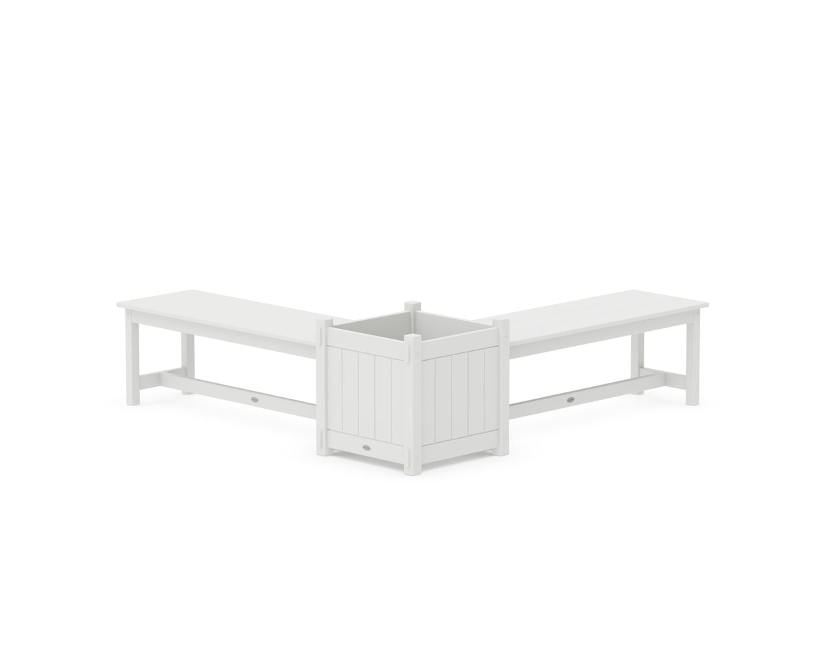 POLYWOOD 48" Vineyard L-Shaped Planter Bench Set - Large in White