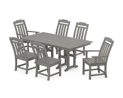 POLYWOOD Cottage 7-Piece Farmhouse Dining Set in Slate Grey