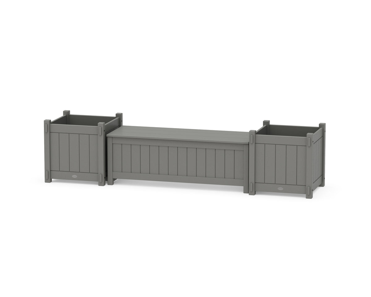 POLYWOOD 48" Vineyard Straight Planter Storage Bench Set - Large in Slate Grey