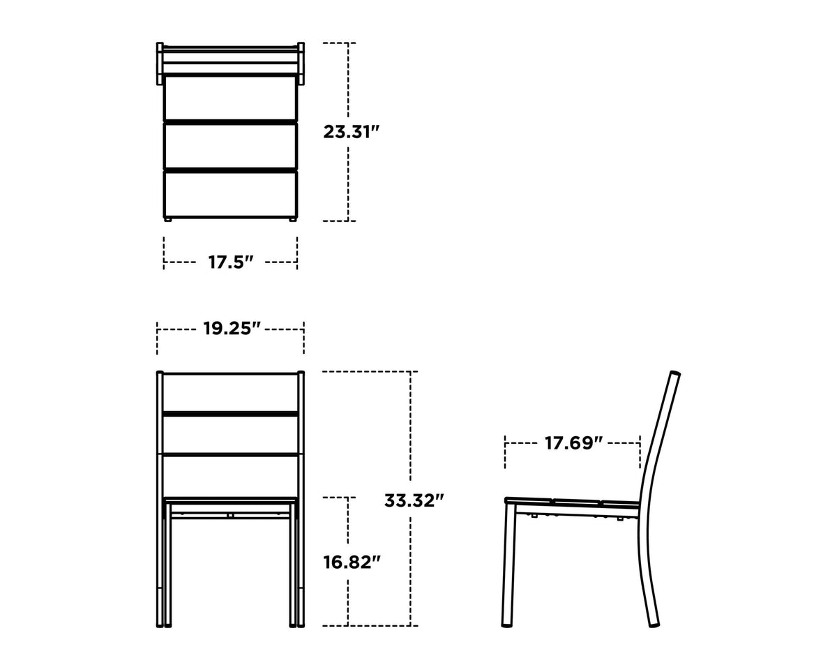 POLYWOOD Main Street Stacking Dining Side Chair dimensions