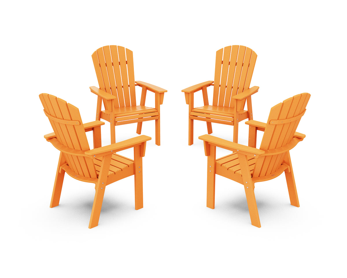 POLYWOOD Nautical 4-Piece Curveback Upright Adirondack Conversation Set in Tangerine