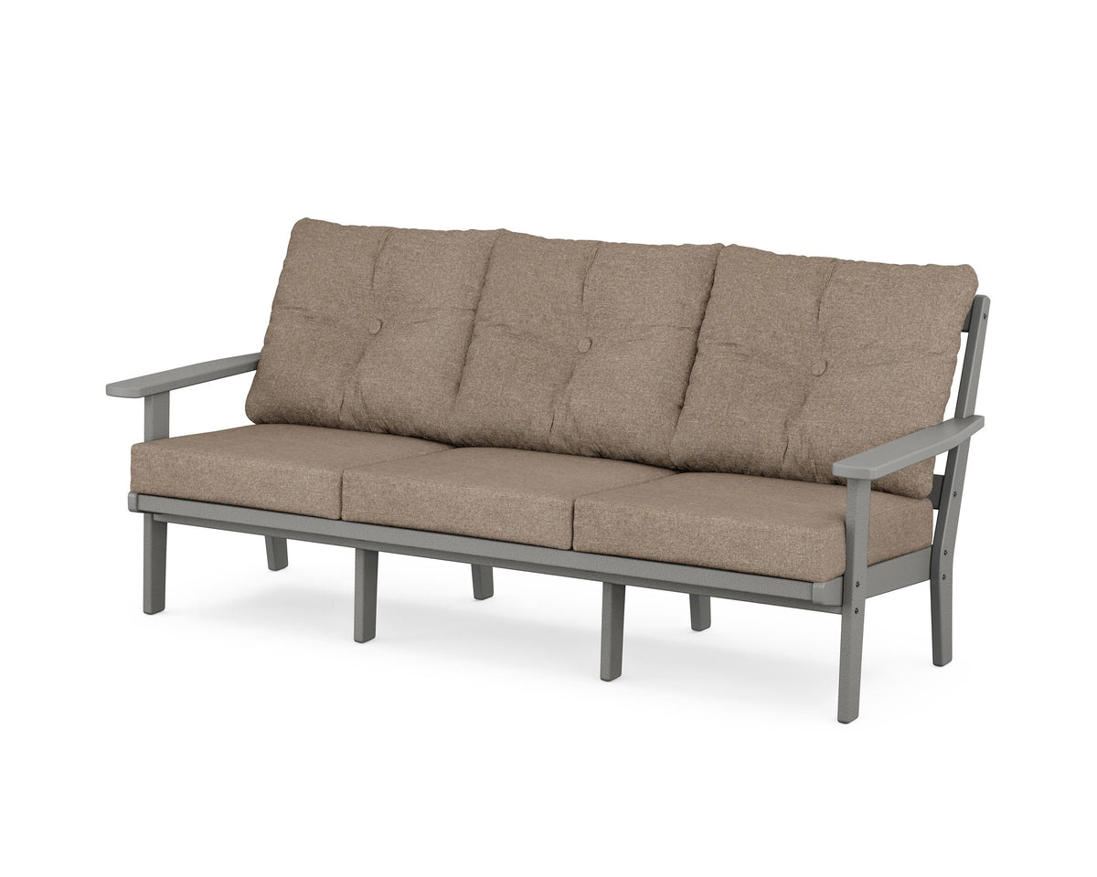 POLYWOOD Prairie Deep Seating Sofa in Slate Grey / Spiced Burlap