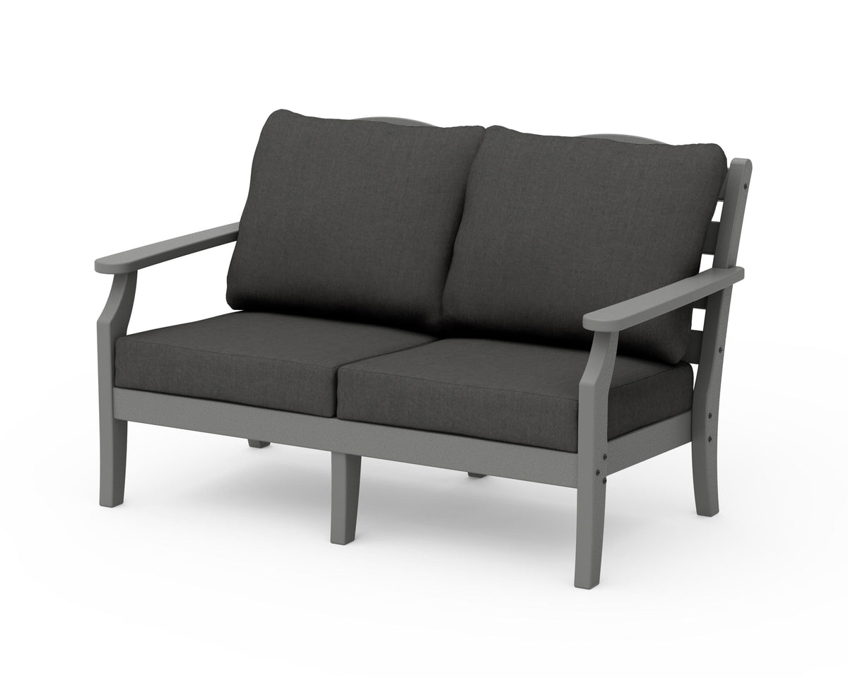 POLYWOOD Savannah Deep Seating Loveseat in Slate Grey / Spectrum Carbon