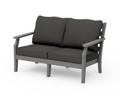 POLYWOOD Savannah Deep Seating Loveseat in Slate Grey / Spectrum Carbon
