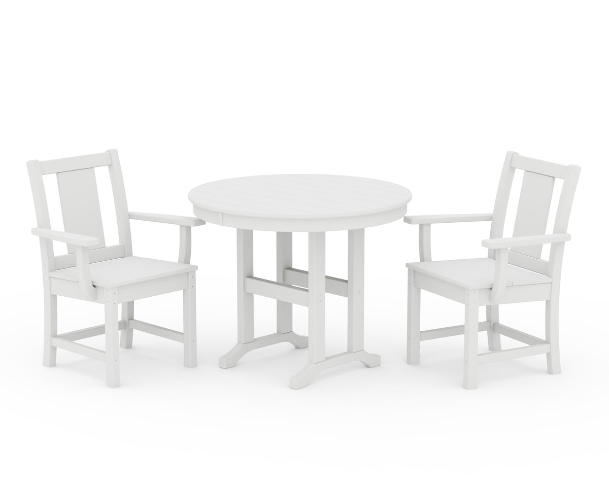 POLYWOOD Prairie 3-Piece Farmhouse Dining Set in White