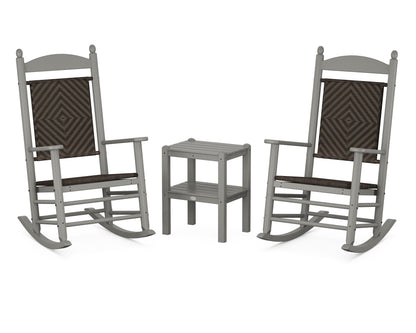 POLYWOOD Jefferson 3-Piece Woven Rocker Set in Slate Grey / Cahaba
