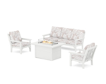 POLYWOOD Vineyard Deep Seating Fire Pit Table Set