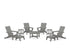 POLYWOOD Modern Studio Folding Adirondack 9-Piece Conversation Set in Slate Grey
