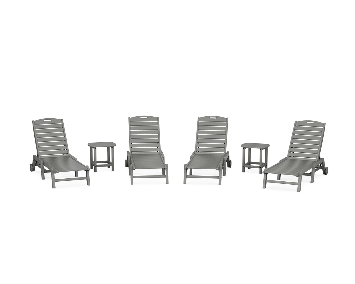 POLYWOOD Nautical Chaise 6-Piece Set with Wheels in Slate Grey