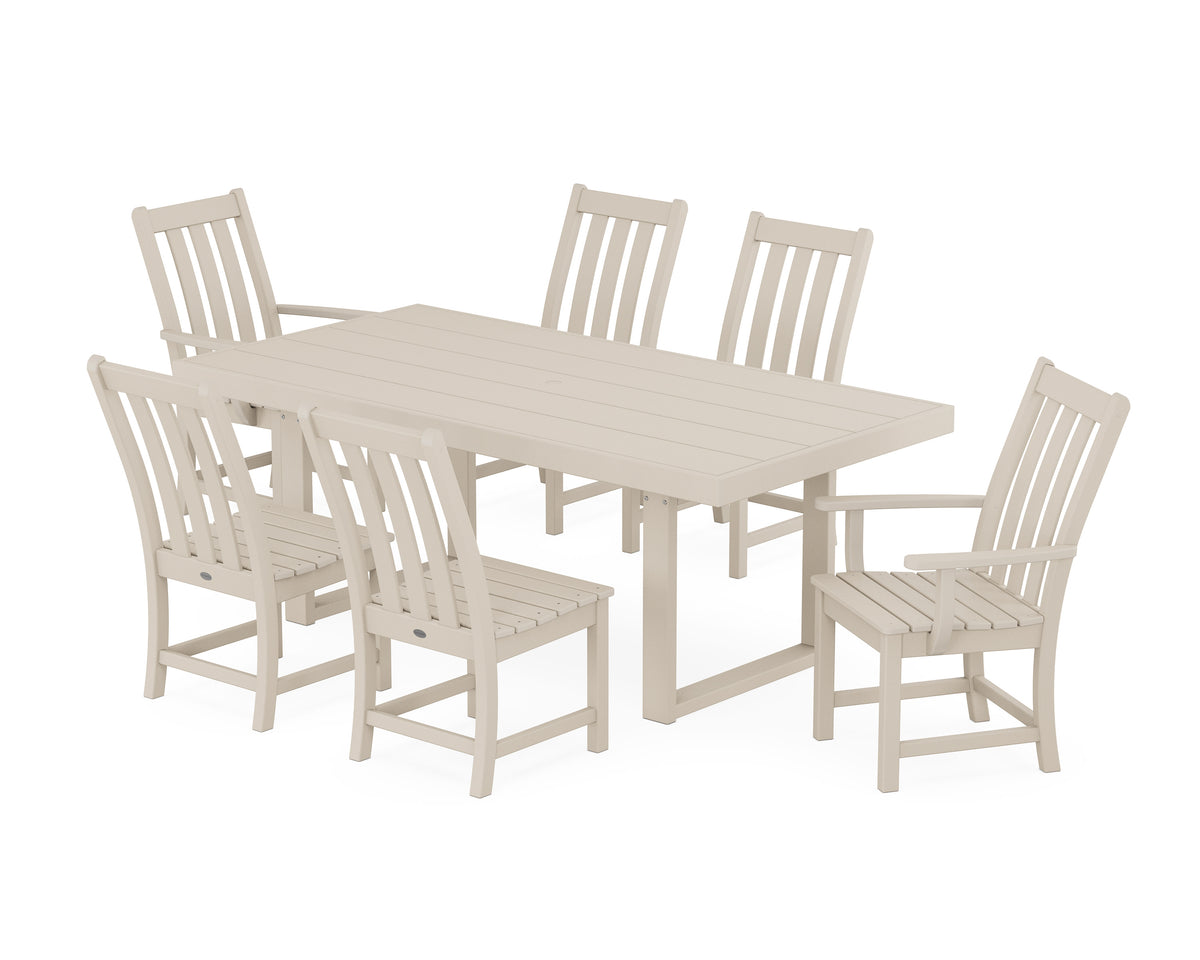 POLYWOOD Vineyard 7-Piece Dining Set - 39" x 78" Table in Sand