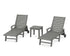 POLYWOOD Signature Chaise 3-Piece Set with Wheels in Slate Grey