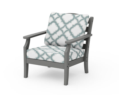 POLYWOOD Savannah Deep Seating Chair in Slate Grey / Trellis Glacier Spa