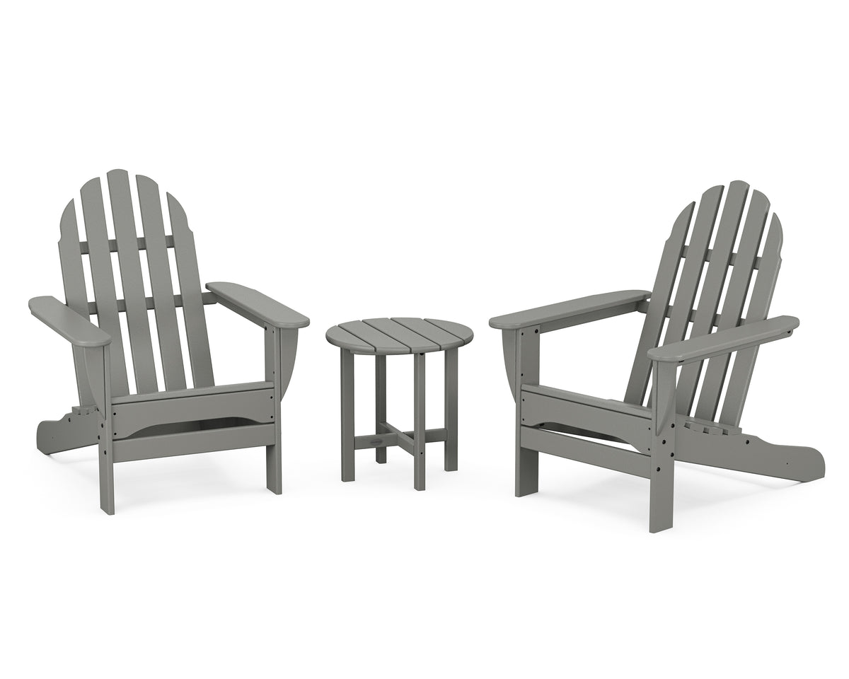 POLYWOOD Classic Adirondack 3-Piece Set in Slate Grey
