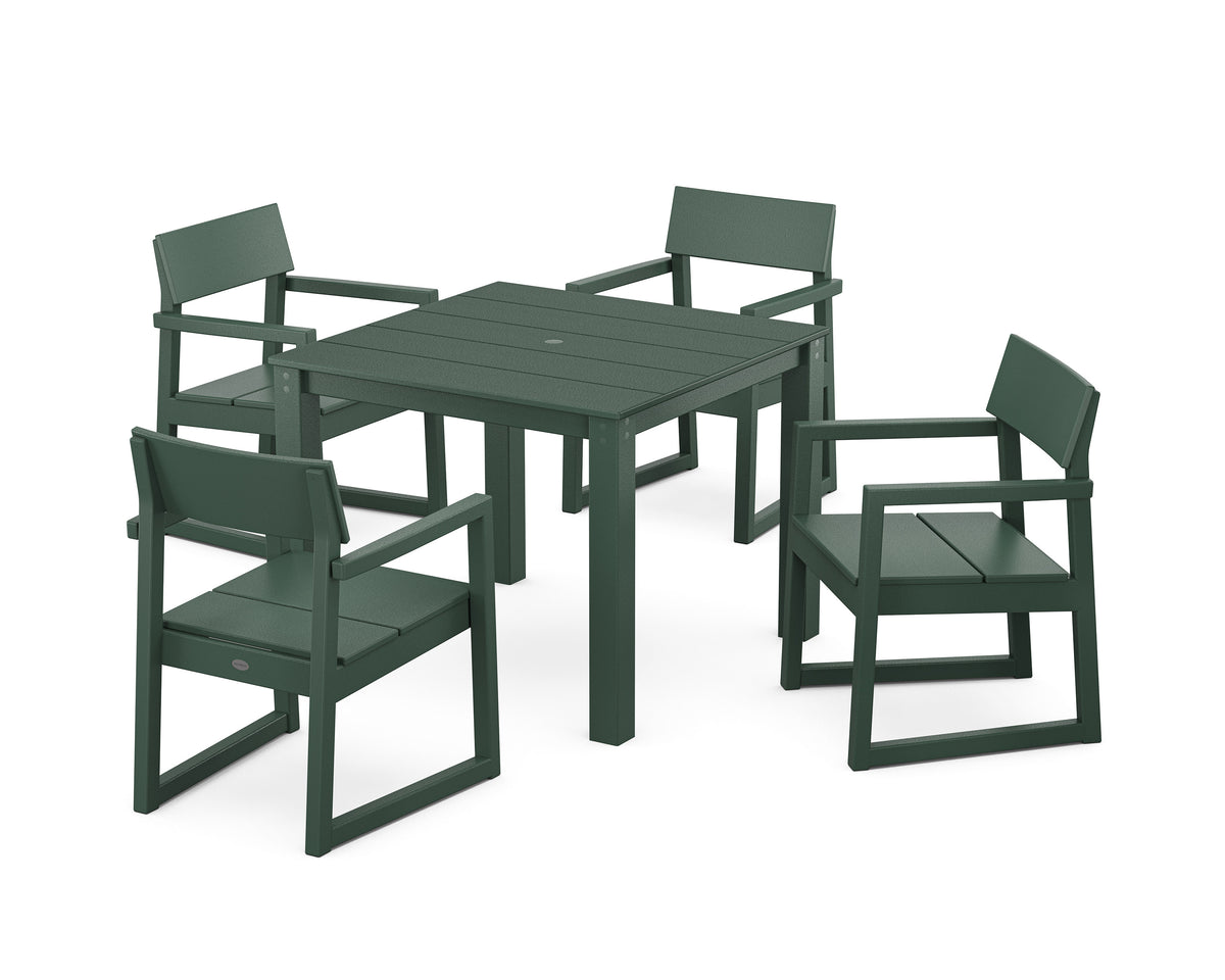 POLYWOOD EDGE 5-Piece Parsons Dining Set in Green