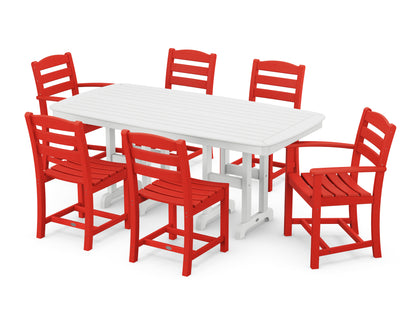 POLYWOOD La Casa Café 7-Piece Dining Set in Sunset Red / White