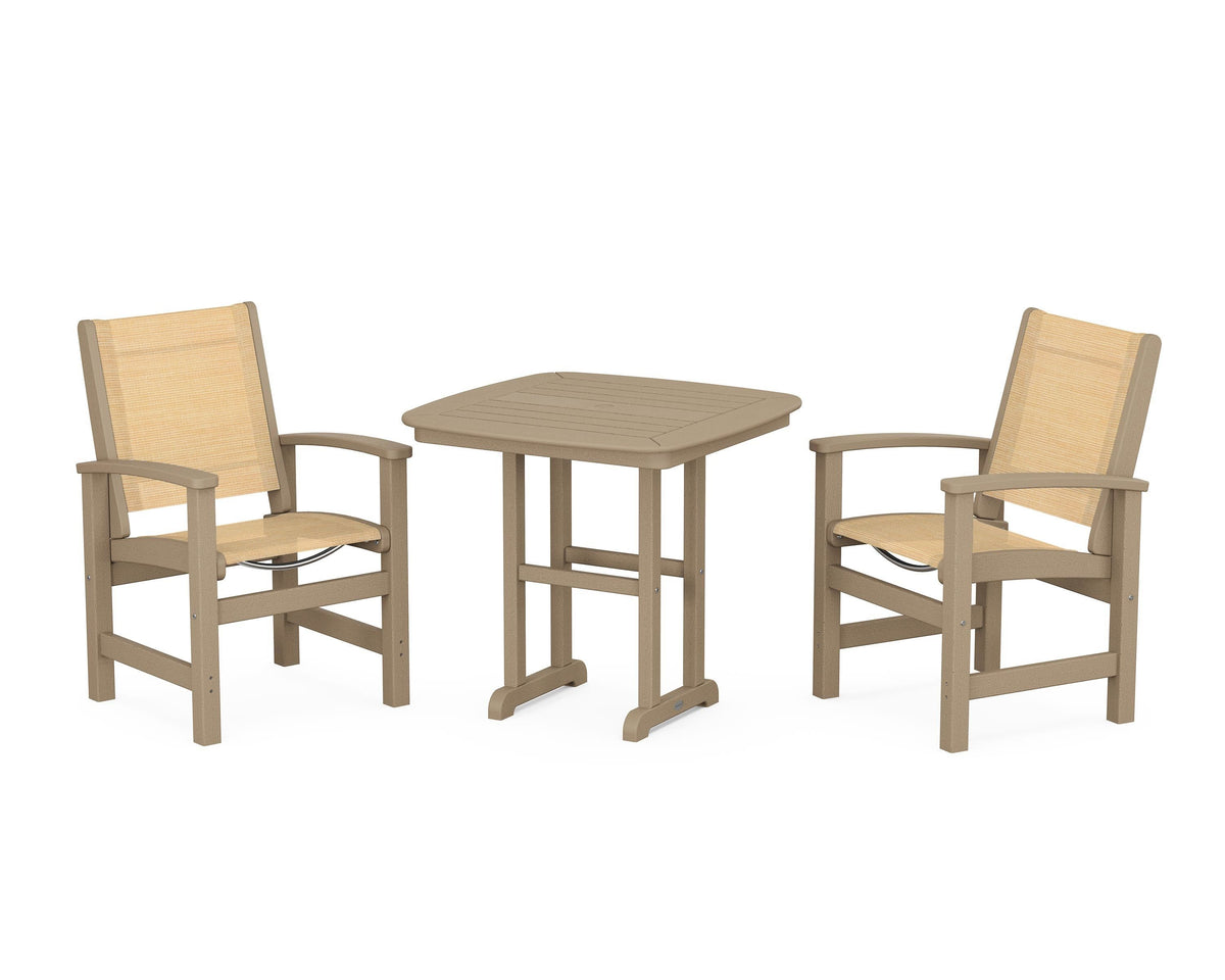 POLYWOOD Coastal 3-Piece Dining Set in Vintage Sahara / Dupioni Apricot