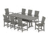 POLYWOOD Quattro Adirondack 9-Piece Farmhouse Dining Set with Trestle Legs in Slate Grey