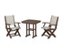 POLYWOOD Coastal Folding Chair 3-Piece Dining Set in Mahogany / Birch