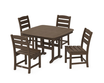 POLYWOOD Lakeside Side Chair 5-Piece Dining Set with Trestle Legs - 44" Table in Kona