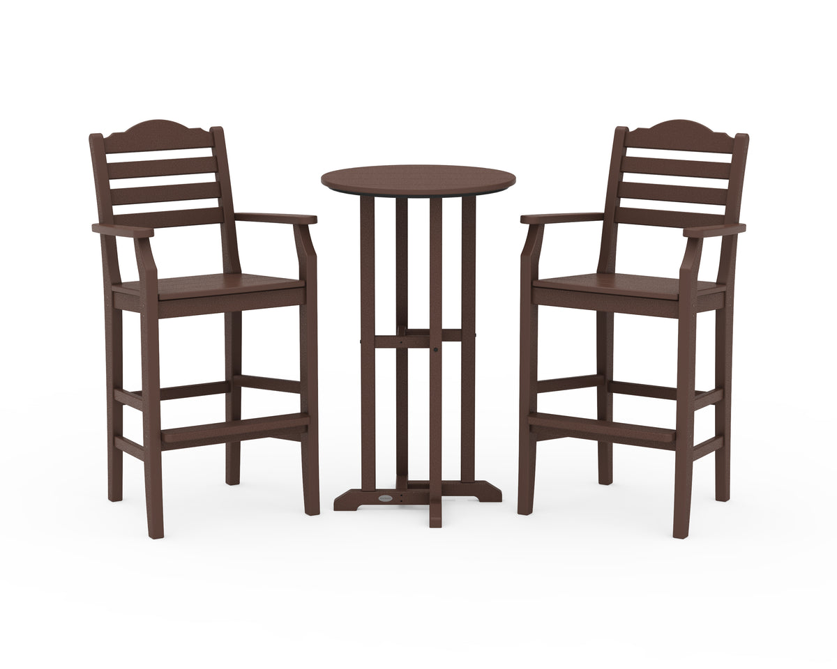 POLYWOOD Savannah 3-Piece Farmhouse Bar Set in Mahogany