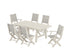 POLYWOOD Coastal Folding Chair 7-Piece Rustic Farmhouse Dining Set in Sand / Birch