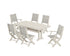 POLYWOOD Coastal Folding Chair 7-Piece Dining Set with Trestle Legs with Nautical Trestle 38" x 73" Dining Table in Sand / Birch