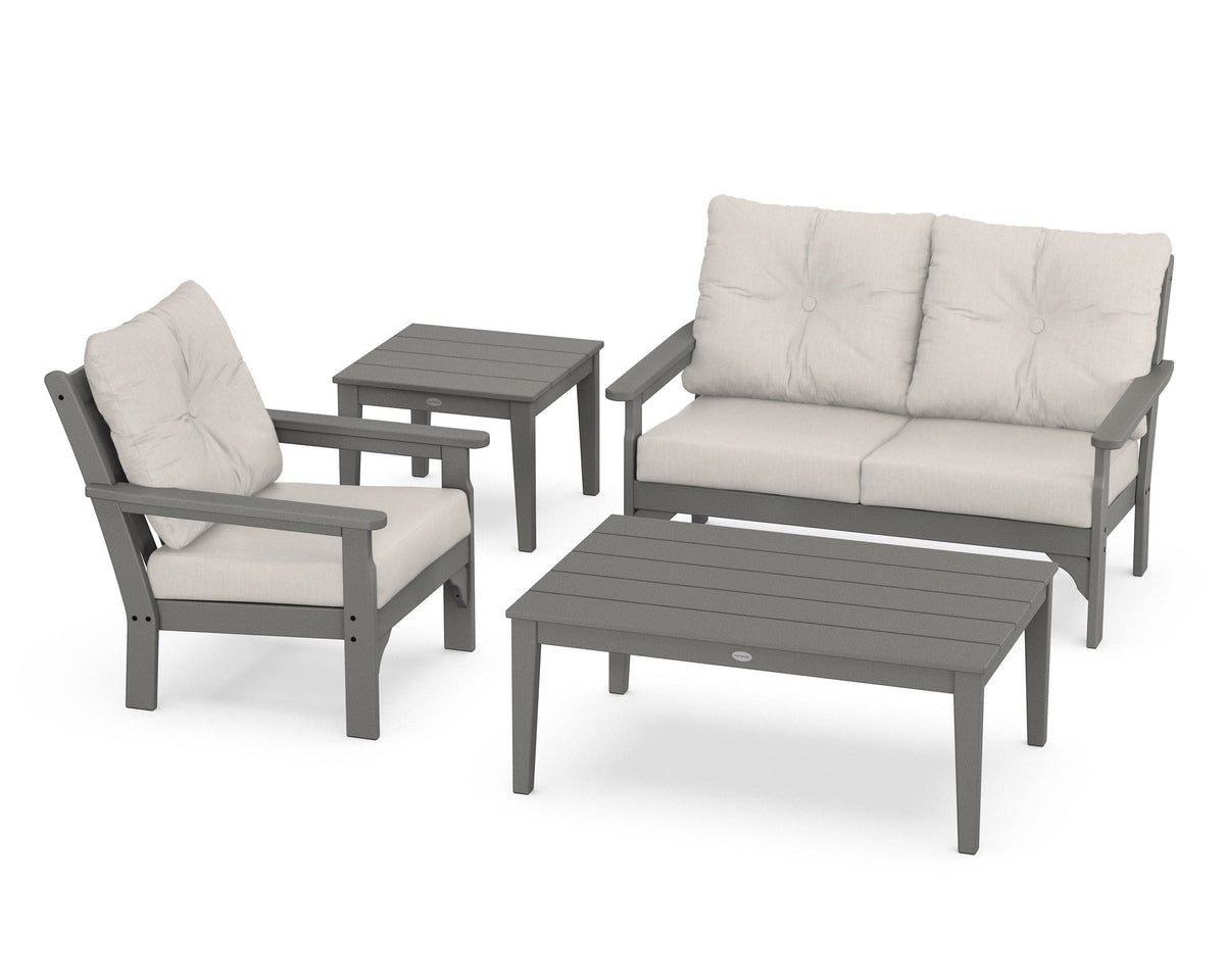 POLYWOOD Vineyard 4-Piece Deep Seating Set in Slate Grey / Cast Ash