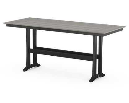 POLYWOOD Farmhouse Trestle 38" x 96" Bar Table in Black / Driftwood