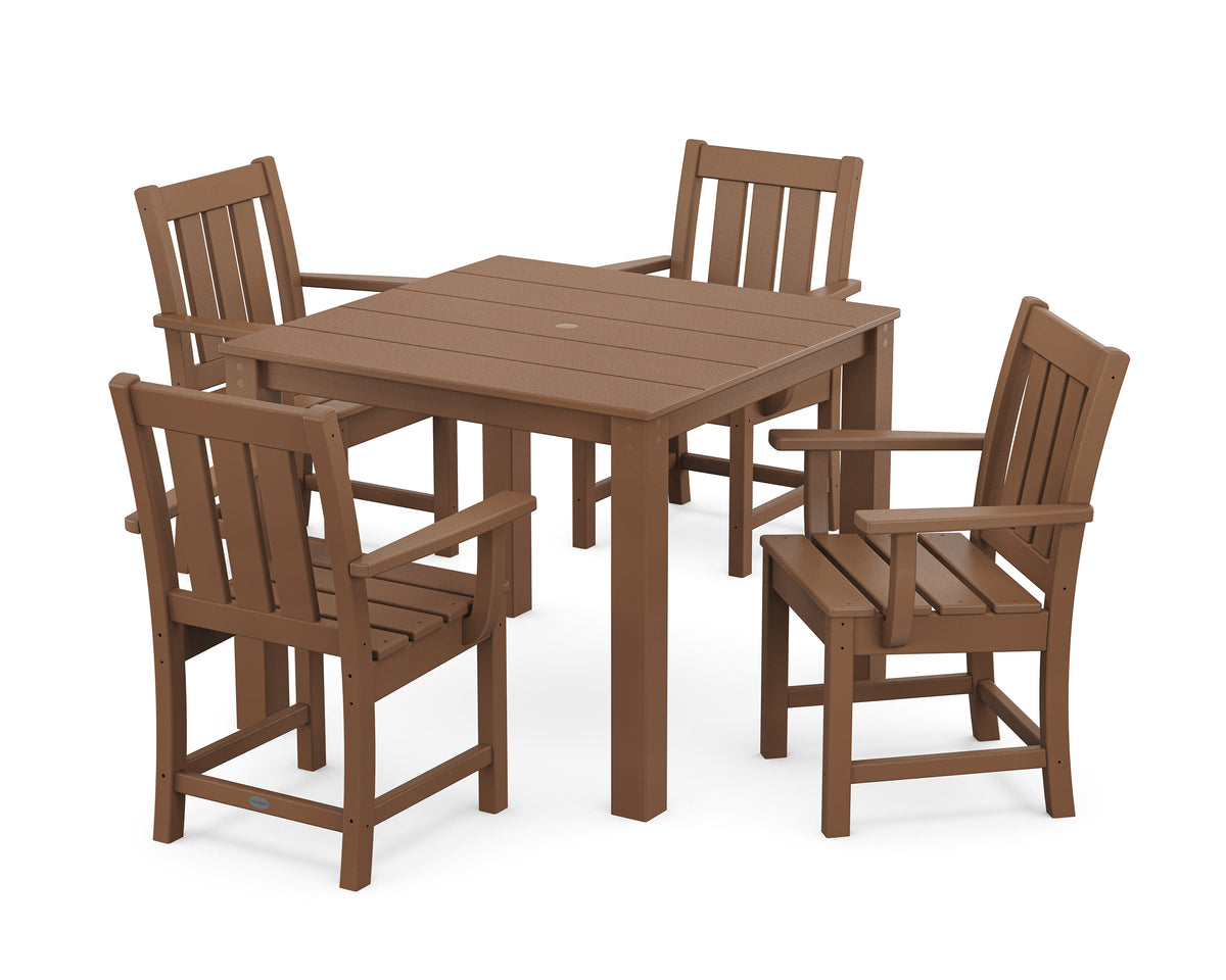 POLYWOOD Oxford 5-Piece Parsons Dining Set in Teak