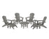 POLYWOOD Nautical Curveback Adirondack Chair 9-Piece Conversation Set in Slate Grey