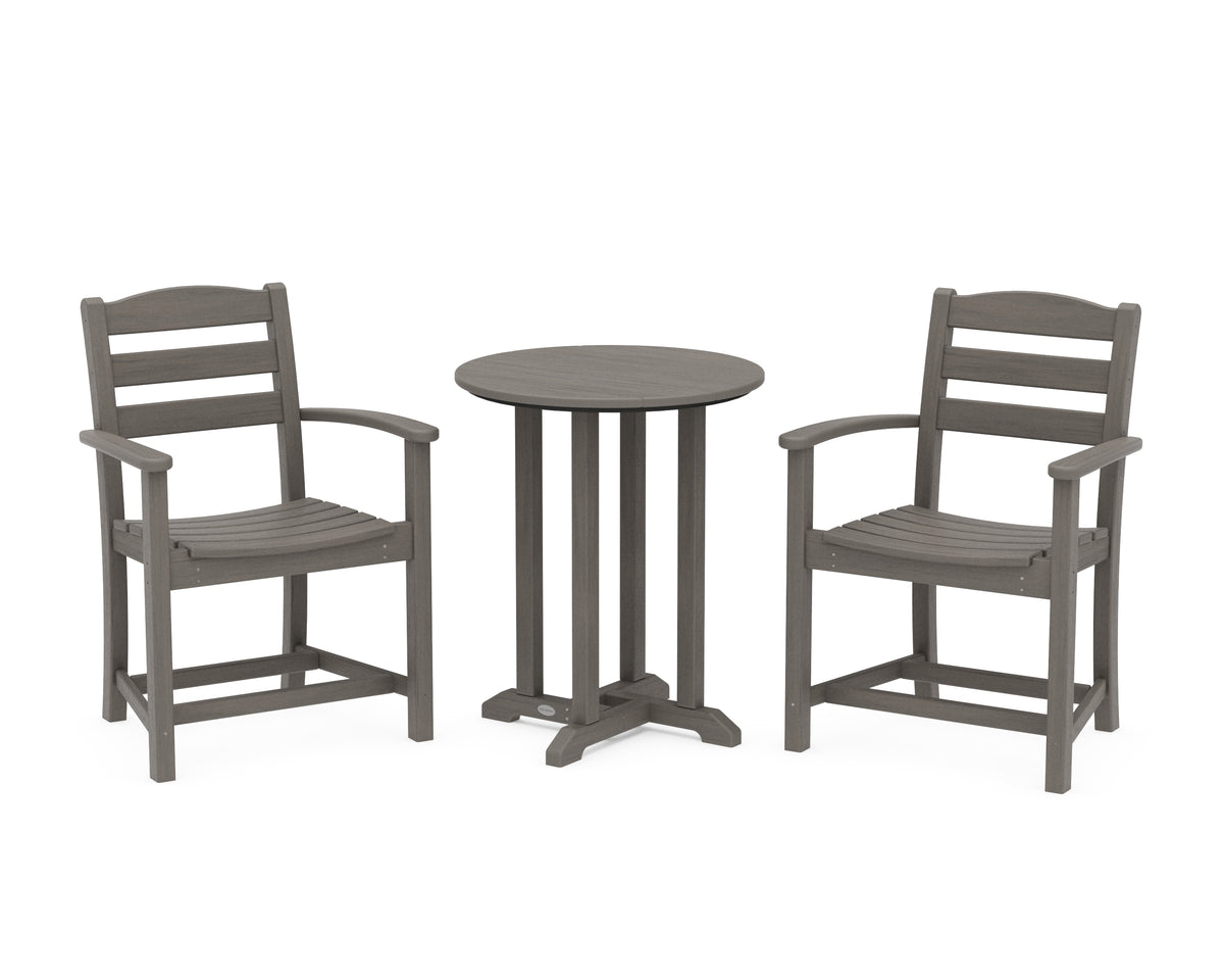 POLYWOOD La Casa Café 3-Piece Round Bistro Dining Set in Driftwood