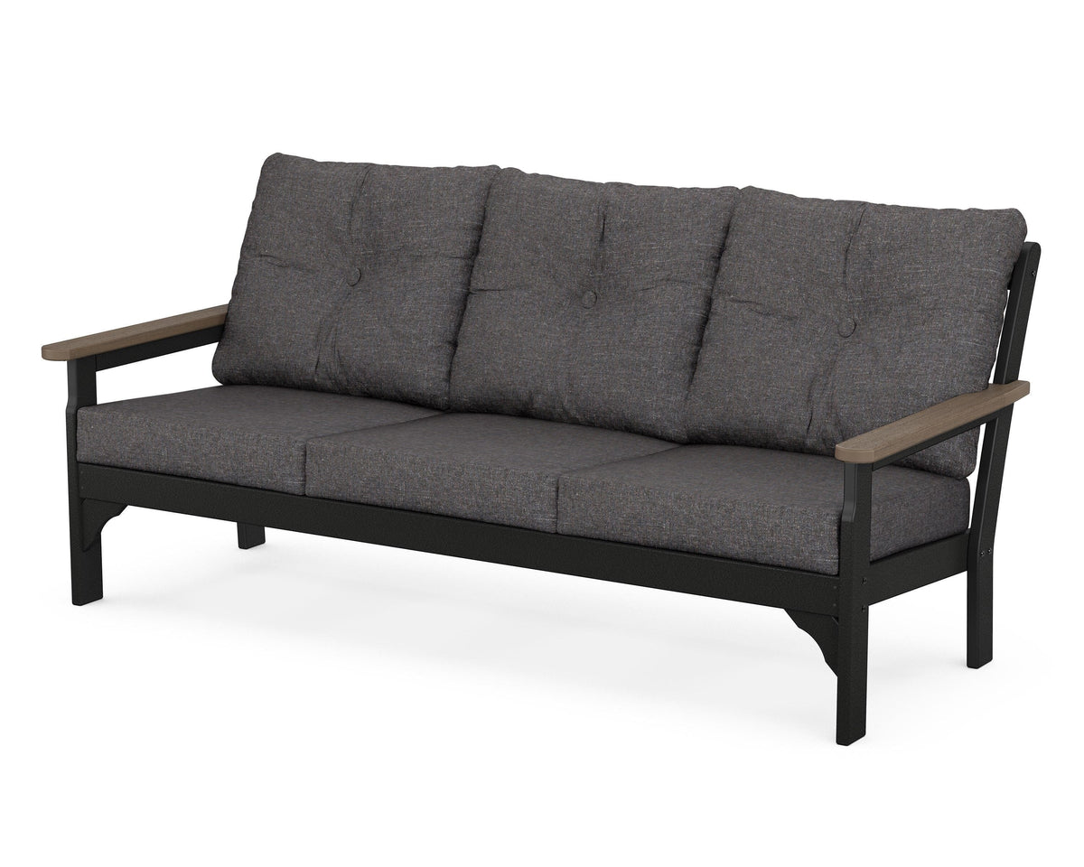 POLYWOOD Vineyard Deep Seating Sofa in Black / Kona / Ash Charcoal