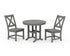 POLYWOOD Braxton Side Chair 3-Piece Round Dining Set in Slate Grey
