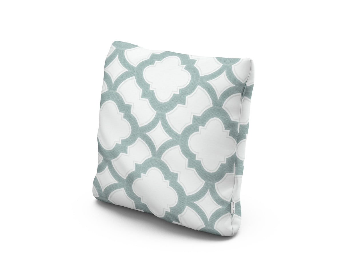 POLYWOOD 18" Outdoor Throw Pillow in Trellis Glacier Spa