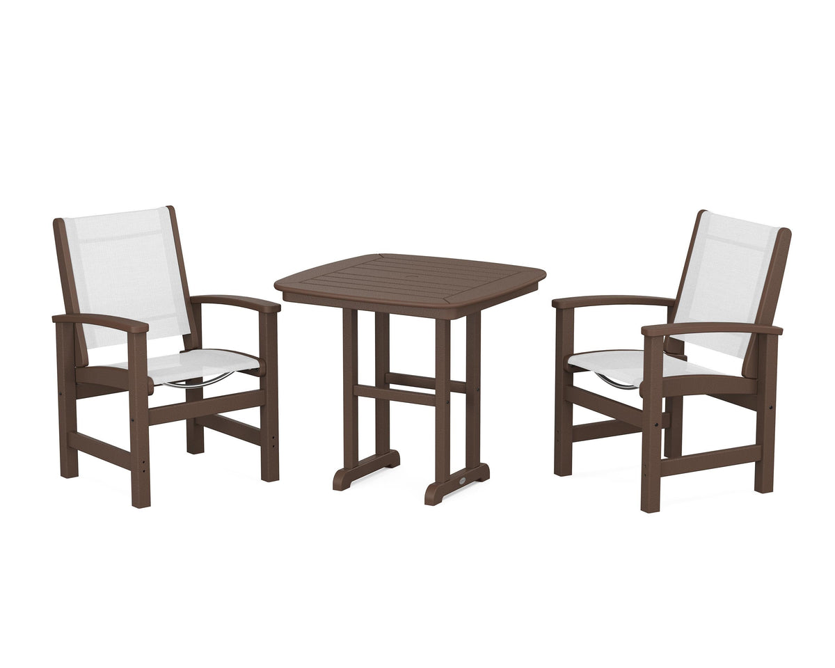 POLYWOOD Coastal 3-Piece Dining Set in Mahogany / White