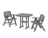 POLYWOOD Nautical Folding Lowback Chair 3-Piece Dining Set in Slate Grey