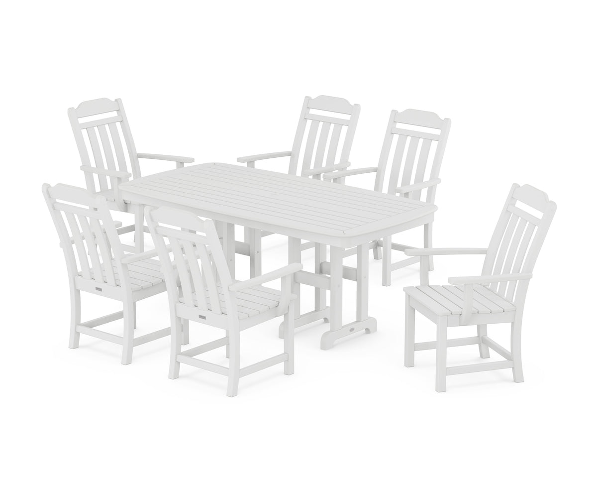 POLYWOOD Cottage Arm Chair 7-Piece Dining Set in White