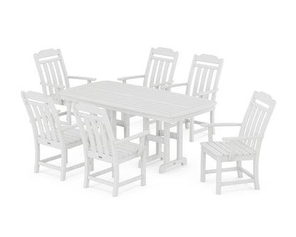 POLYWOOD Cottage Arm Chair 7-Piece Dining Set in White