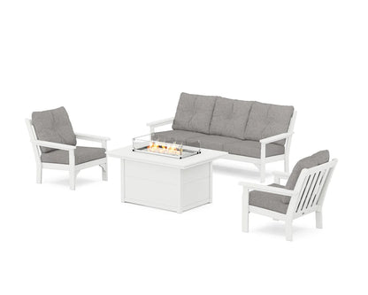POLYWOOD Vineyard Deep Seating Fire Pit Table Set
