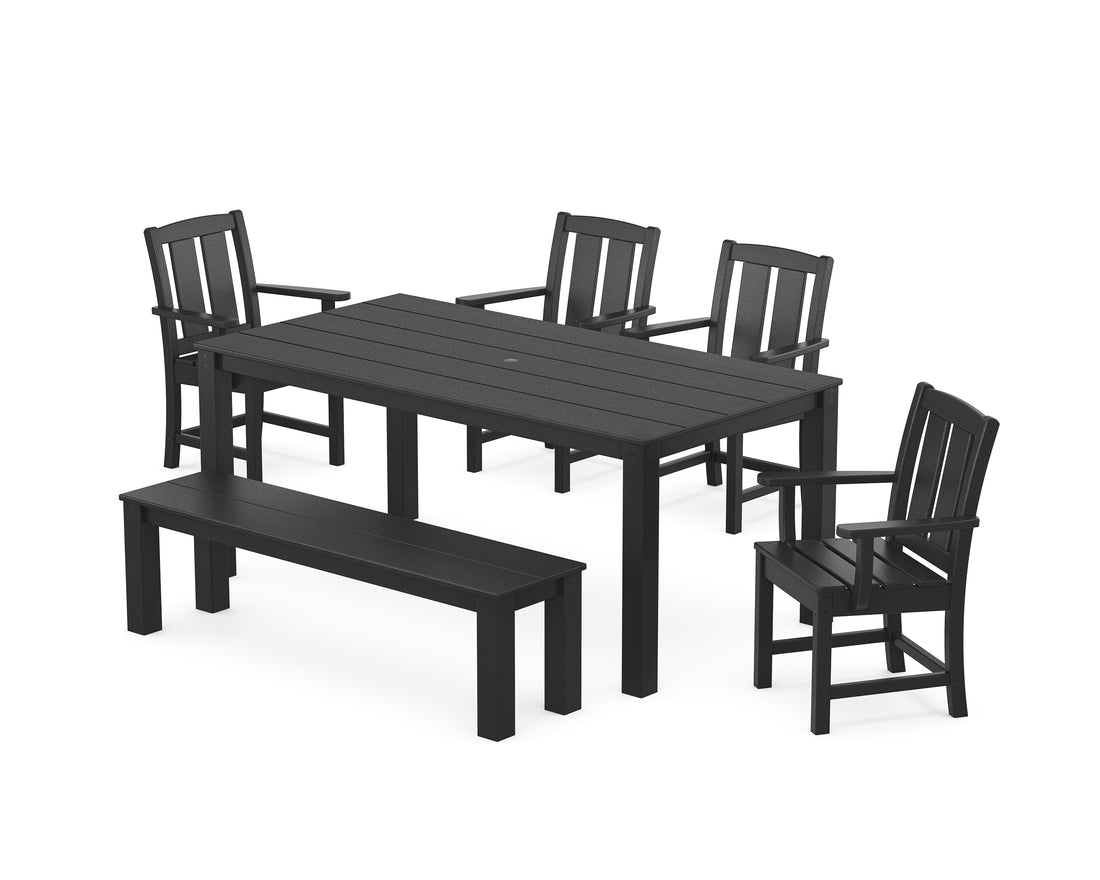 POLYWOOD Mission 6-Piece Parsons Dining Set with Bench in Black