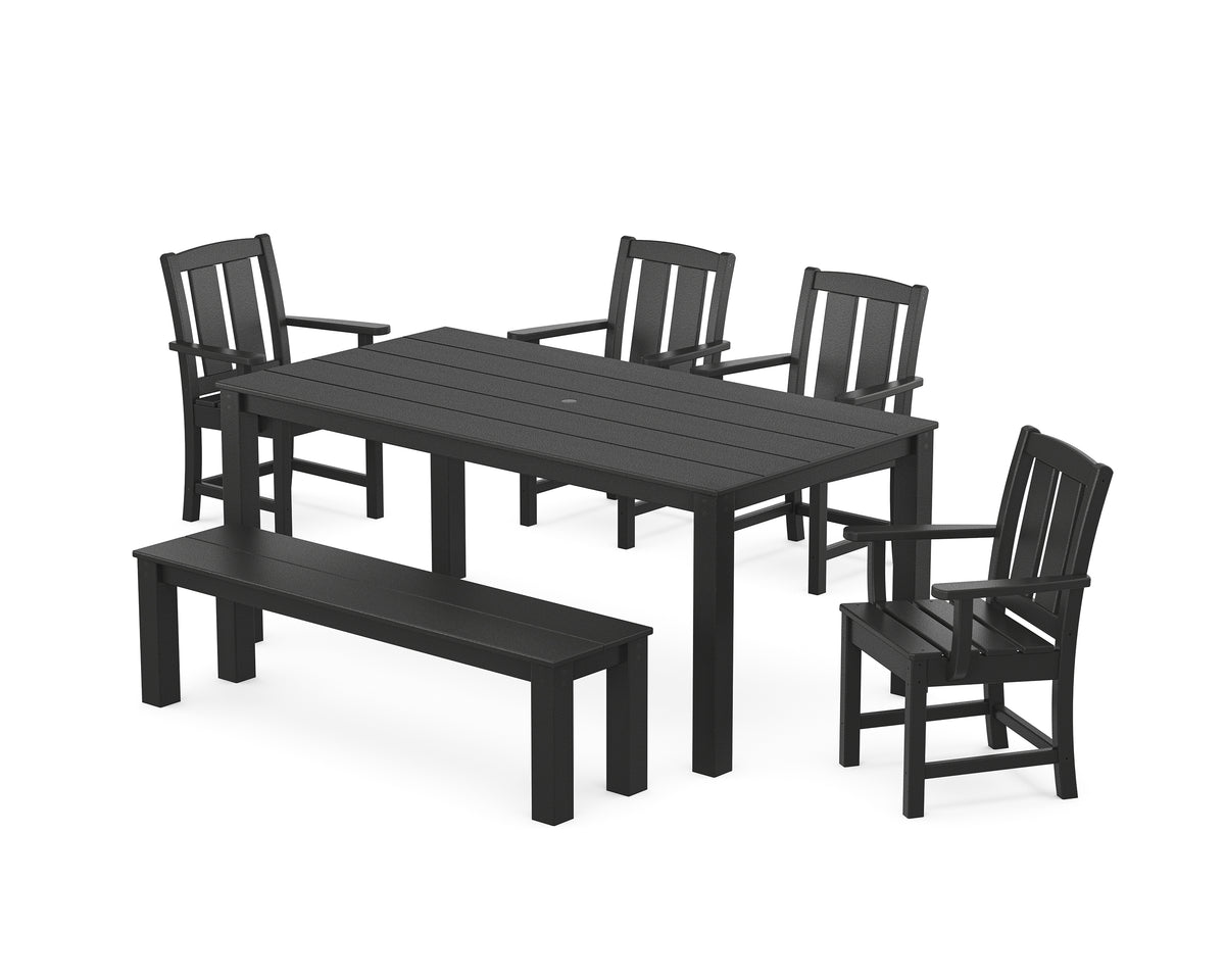 POLYWOOD Mission 6-Piece Parsons Dining Set with Bench in Black