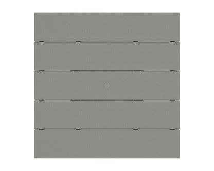 Angled view of the POLYWOOD La Casa Café 5-Piece Farmhouse Trestle Bar Set in Slate Grey