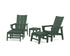 POLYWOOD 5-Piece Modern Grand Upright Adirondack Set with Ottomans and Side Table in Green