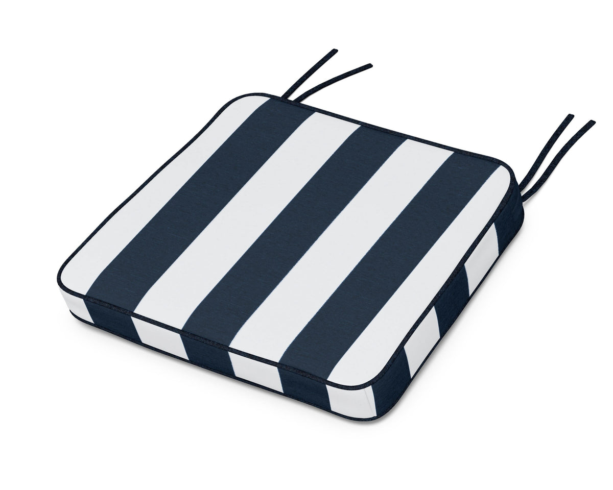 POLYWOOD Chinoiserie Arm Chair Seat Cushion in Cabana Stripe Marine Indigo