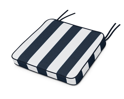 POLYWOOD Chinoiserie Arm Chair Seat Cushion in Cabana Stripe Marine Indigo