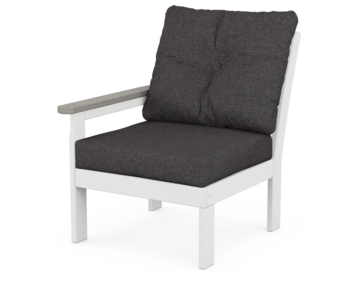 POLYWOOD Vineyard Modular Left Arm Chair in White / Driftwood / Ash Charcoal