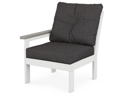 POLYWOOD Vineyard Modular Left Arm Chair in White / Driftwood / Ash Charcoal